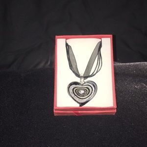 New Glass Heart Necklace in Gift Box